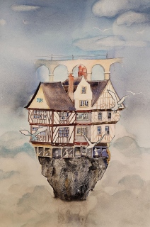 Morlaix dans les nuages - Surréalisme